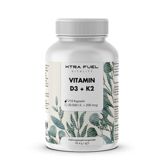 Vitamine D3 + K2-capsules - 20.000 I.U. + 200mcg - zeer zuiver & vegetarisch