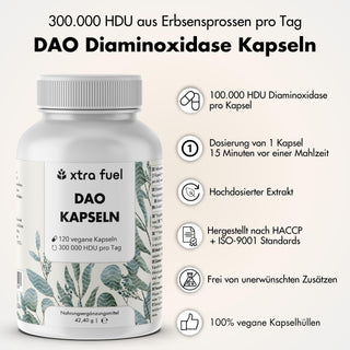 DAO capsules - Vegan diamine oxidase from pea sprouts - 300,000 HDU