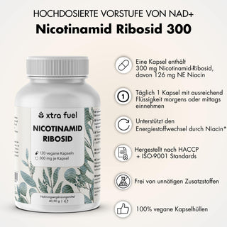 Nicotinamide Ribosid 300 - Précurseur du NAD+ - Niacine pour l'énergie et la vitalité cellulaires*.