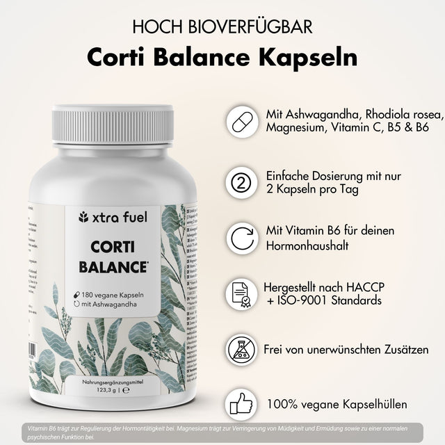 Corti Balance* - Cortisol Kapseln* - Nährstoffmix mit Ashwagandha, Rhodiola & Vitamin B6