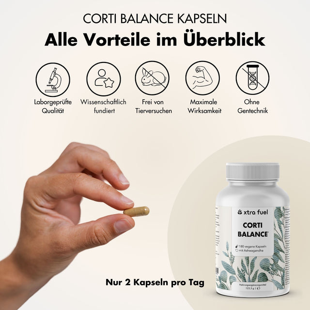 Corti Balance* - Cortisol Kapseln* - Nährstoffmix mit Ashwagandha, Rhodiola & Vitamin B6