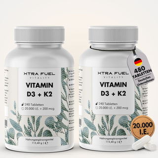 Vitamine D3/K2 comprimés MK7 all-trans - 20.000 I.U. + 200 μg - 240 comprimés par boîte